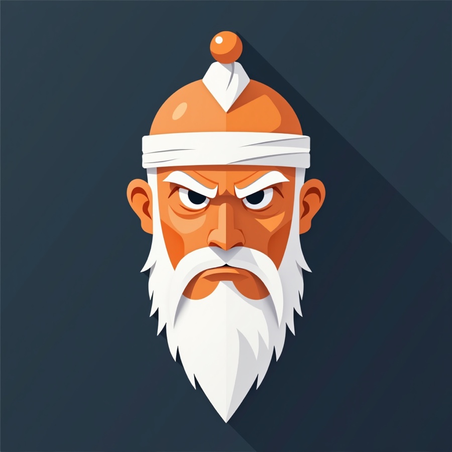 The sensei face icon with a wrapped cloth headband and a deep angry furrowed brow